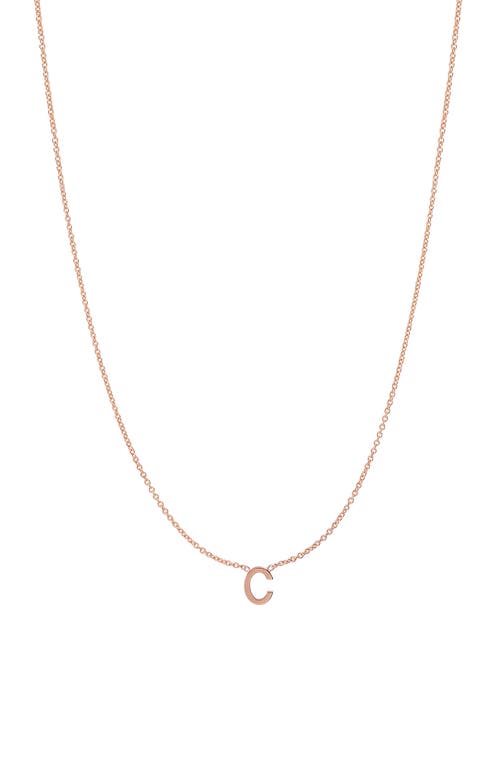 BYCHARI Initial Pendant Necklace in 14K Rose Gold-C at Nordstrom