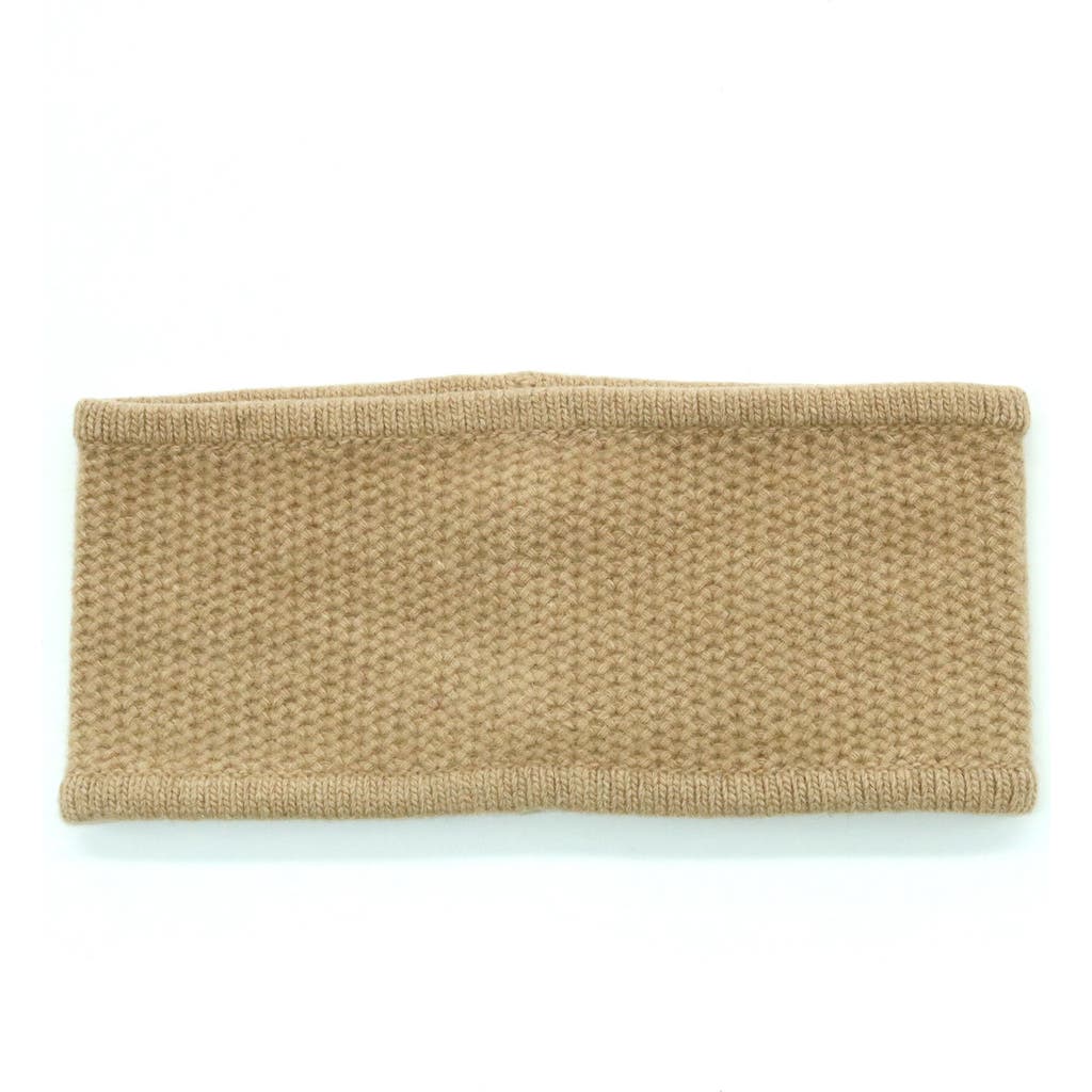 Portolano Honeycomb Stitch Cashmere Headband In Light Camel