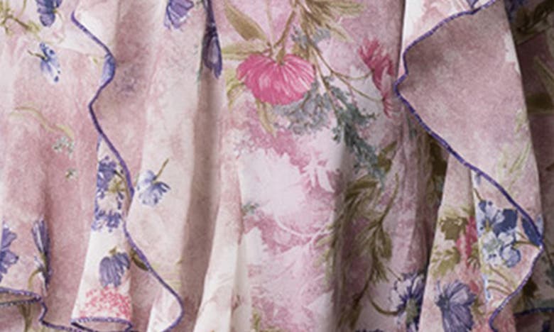 Shop Kiyonna Tour De Flounce Tiered Maxi Dress In Lilac Floral Print