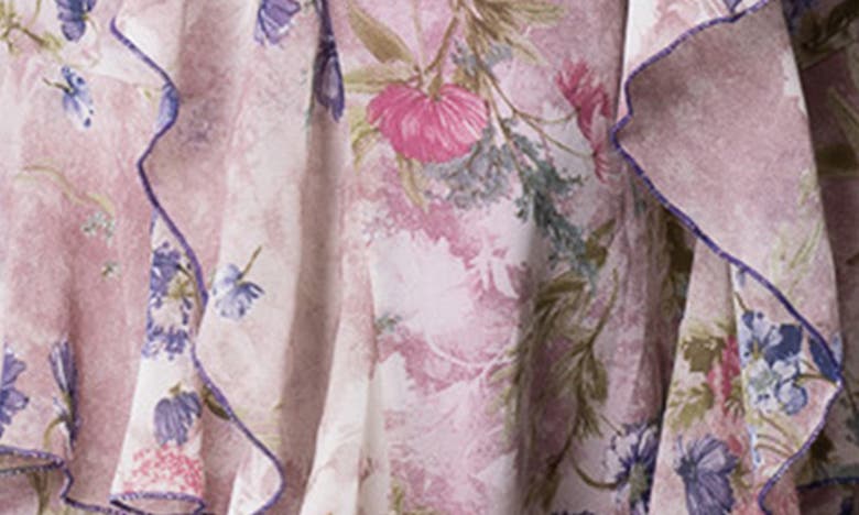 Kiyonna Tour De Flounce Tiered Maxi Dress In Lilac Floral Print