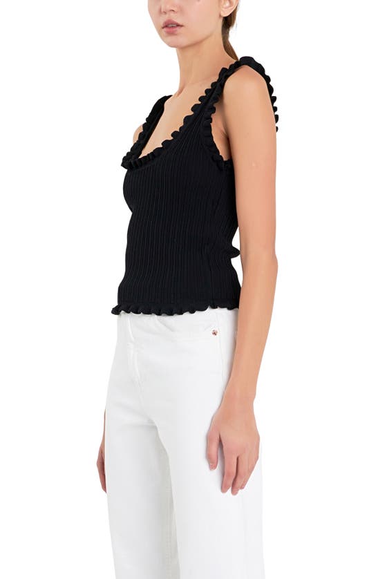 English Factory Ruffle Edge Rib Tank In Black