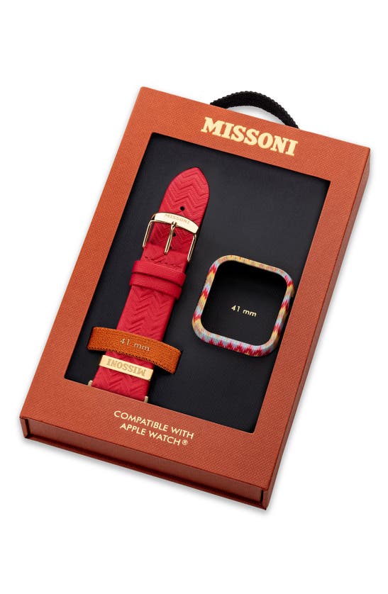 Missoni Men's Apple Watch Zigzag Cover & Leather Watch Strap/41mm In Red