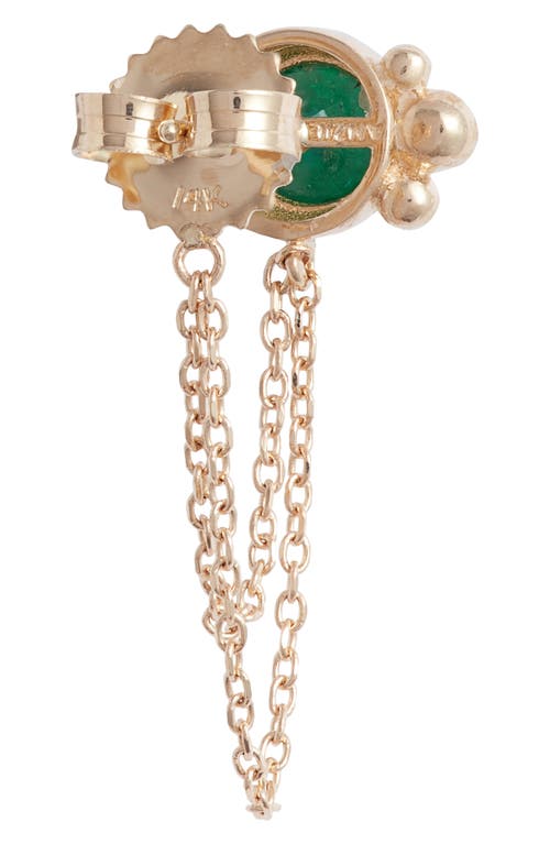 Anzie Bonheur Emerald Chain Stud Earrings In Yellow Gold/green