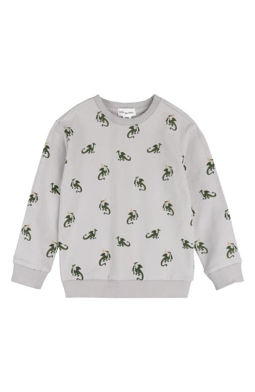 Miles Baby Kids' Dragon Print French Terry Sweatshirt In Grey