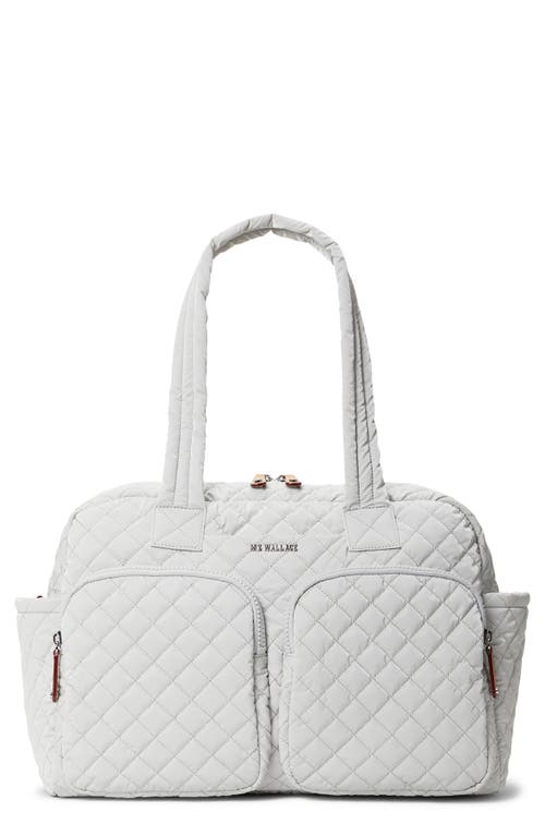 Nik Quilted Nyon Duffle Bag in Light Grey
