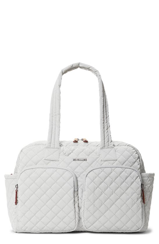 Mz Wallace Nik Quilted Nyon Duffle Bag In Gray