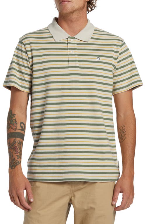 Quiksilver Dna Stripe Organic Cotton Polo In Silver Birch