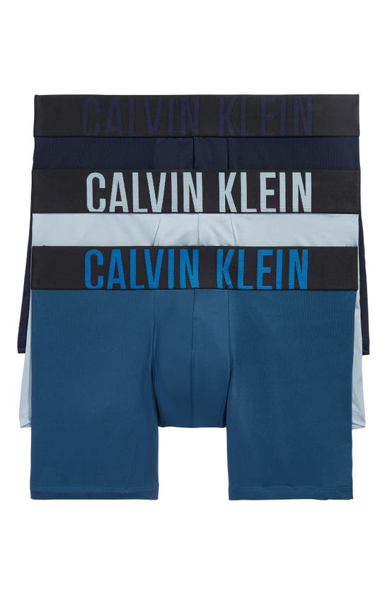 Shop Calvin Klein 3-pack Intense Power Microfiber Boxer Briefs In Shoreline