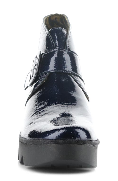 Shop Fly London Brit Wedge Bootie In Navy Rock