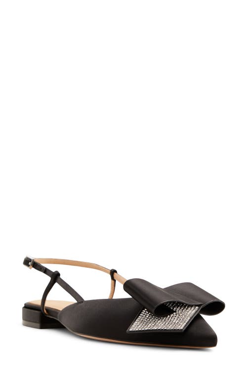 Emma Bow Slingback Pointed Toe Flat in Black