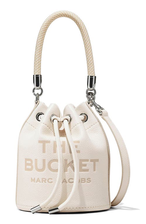 Shop Marc Jacobs The Leather Bucket Bag In Cotton/silver