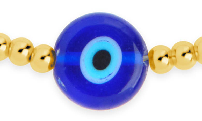 Shop Sterling Forever Sibyl Evil Eye Beaded Bracelet In Gold