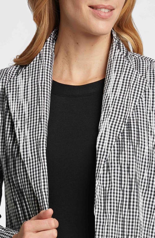 Foxcroft Alana Crinkle Cotton Blend Gingham Jacket In Black/white