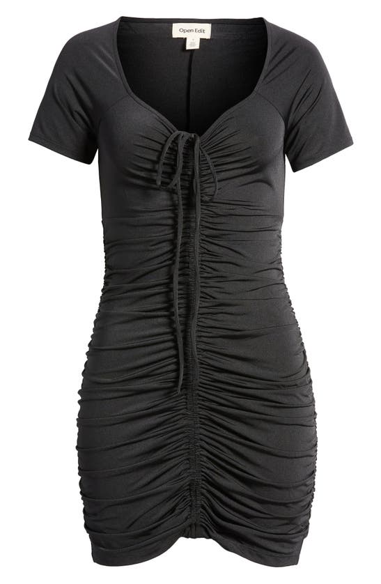 Shop Open Edit Ruched T-shirt Dress In Black