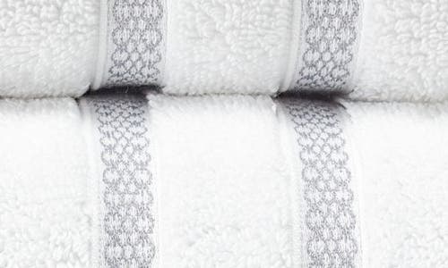 Vera Wang Trellis Bath Towel, Hand Towel & Fingertip Towel Set In White Arctic Grey