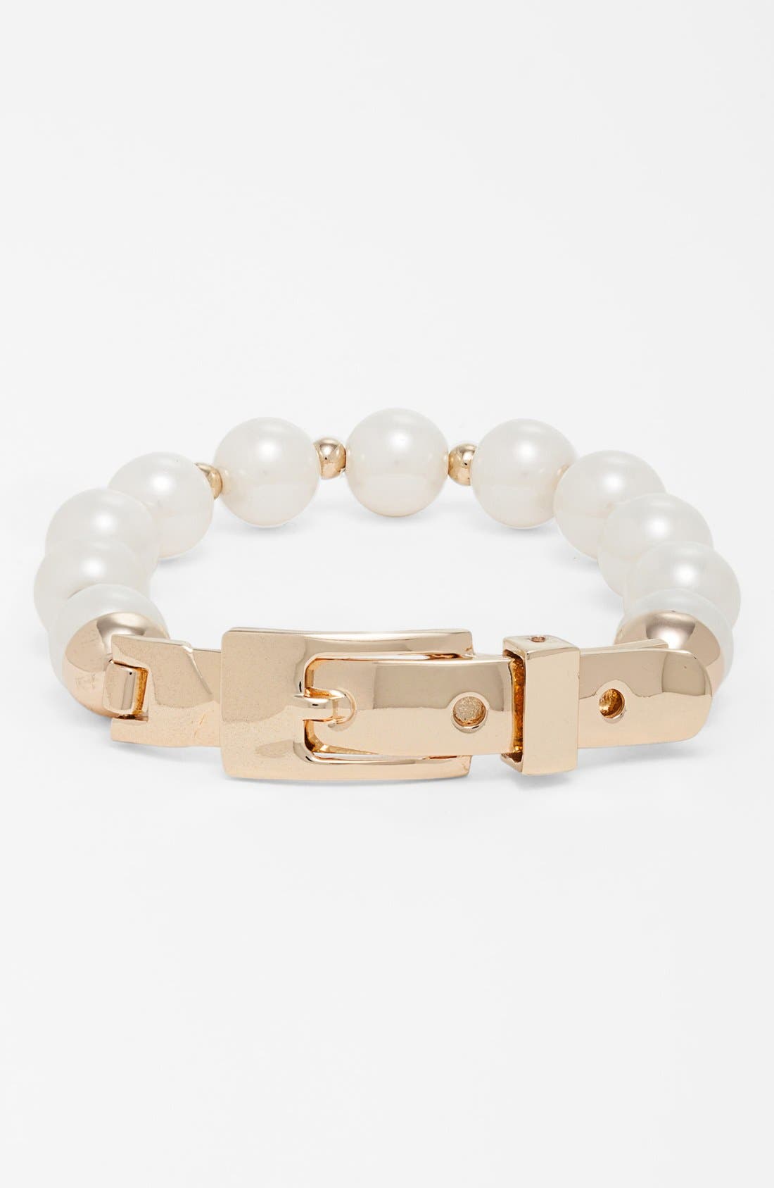 Anne Klein Buckle Faux Pearl Stretch Bracelet Nordstrom