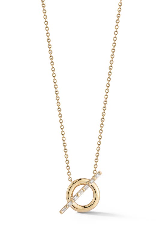 Shop Dana Rebecca Designs Sadie Pearl Baguette Diamond Toggle Pendant Necklace In Yellow Gold