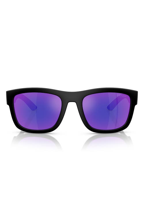 Prada Linea Rossa 53mm Mirrored Pillow Sunglasses In Matte Black