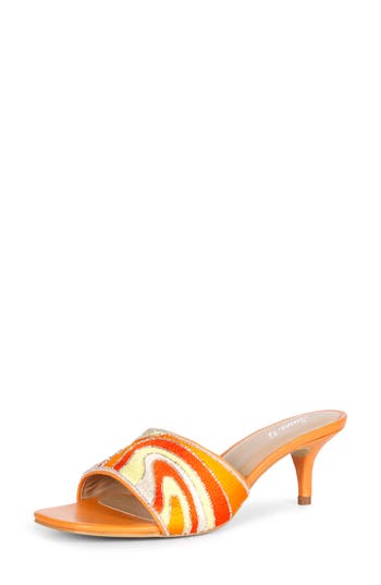 Saint G Rina Kitten Heel Slide Sandal In Multi Orange