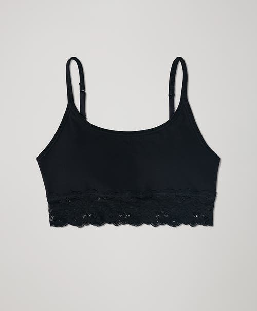 Shop Pact Organic Cotton Lace Smooth Cup Bralette In Black