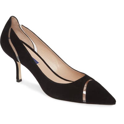 Sturat Weitzman Davia Clear Trim Pointed Toe Pump, Black