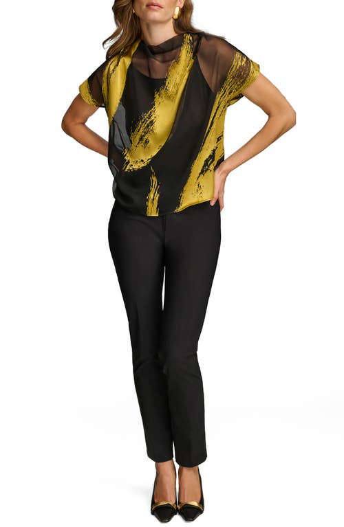 Shop Donna Karan New York Extended Shoulder Top In Black/gold