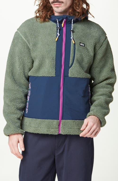 Picture Organic Clothing Pemberton Hooded Fleece Jacket In Green Spray Dark Blue