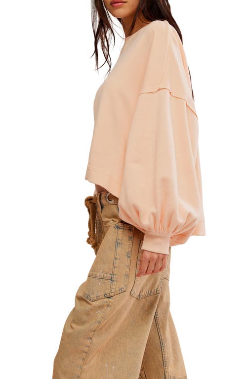 Shop Free People Trish Balloon Sleeve Sweatshirt In Summer Peach