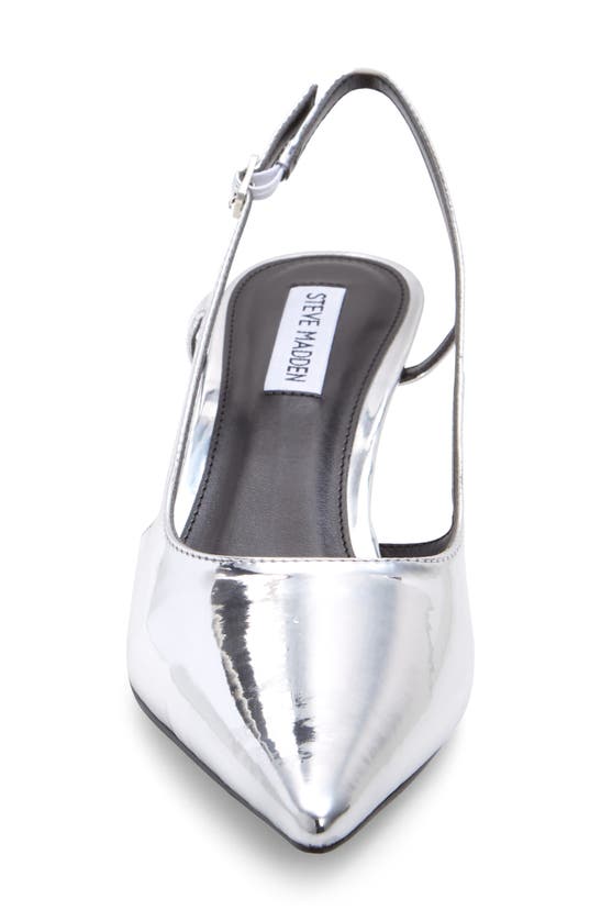 Shop Steve Madden Legaci Kitten Heel Pointed Toe Pump In Silver Foil