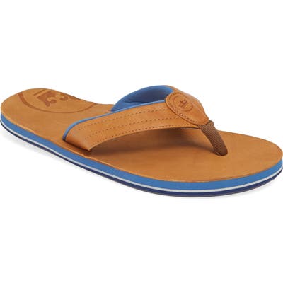 Hari Mari X Peter Millar Leather Flip Flop, Brown