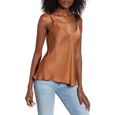 Socialite V-Neck Satin Camisole, Brown