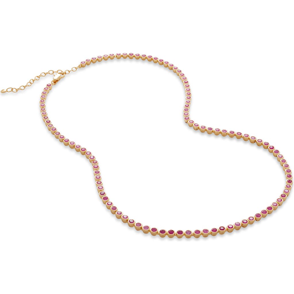 Monica Vinader Essential Stone Tennis Necklace In 18ct Gold Vermeil/ss/pink