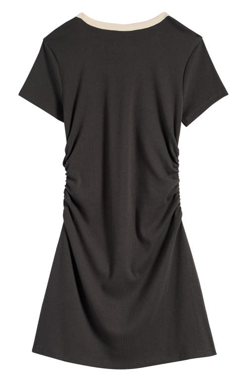 Shop Treasure & Bond Kids' Ruched Ringer T-shirt Dress In Black Raven