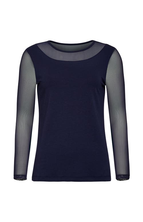 Anatomie Kim Mesh-sleeve Top In Navy