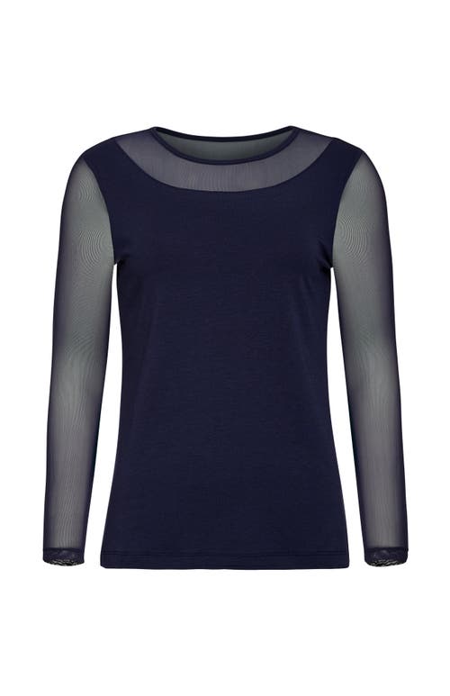 Shop Anatomie Kim Mesh-sleeve Top In Navy