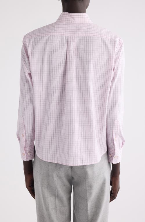 Dries Van Noten Clavini Grid Print Cotton Poplin Button-up Shirt In Pink
