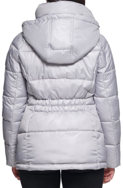 Shop Kenneth Cole New York Cire Hooded Puffer Jacket In Silver