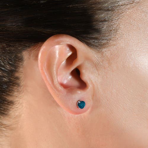 Bliss Diamond 1 1/4 Ct T.w. Round Blue Diamond Studs In 14k White Gold