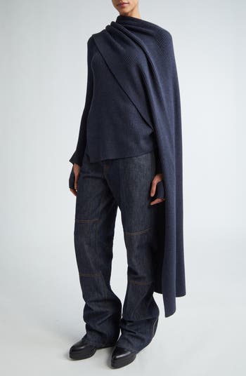Draped Rib Merino Wool Sweater