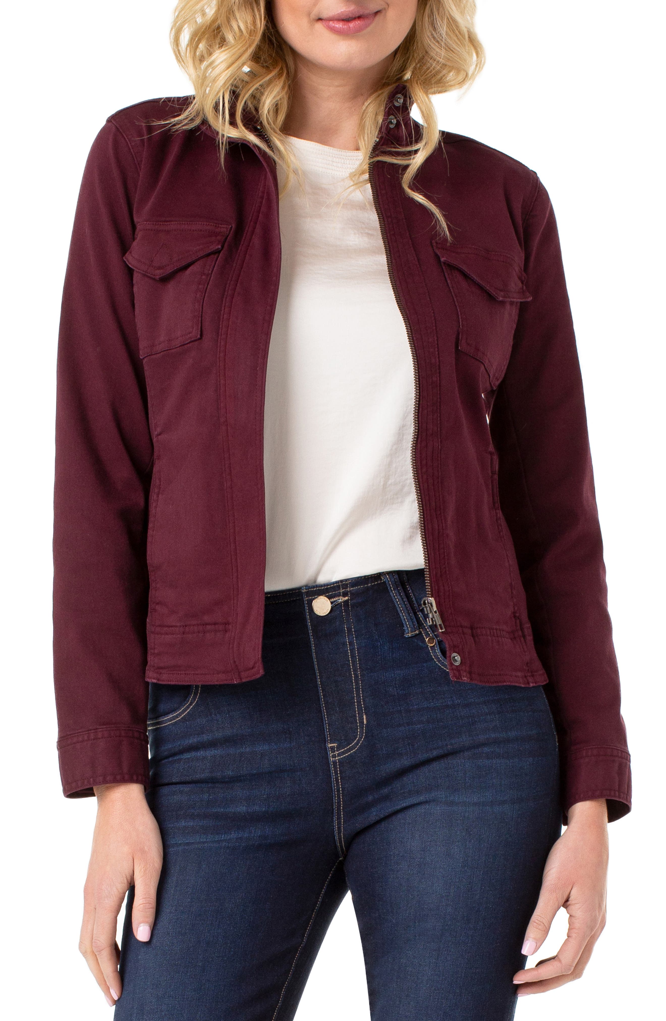 denim jacket maroon