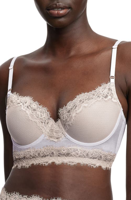 Skarlett Blue Entice Longline Underwire Bra In White/ Nylon