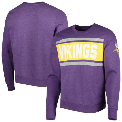 Men's '47 Heathered Purple Minnesota Vikings Bypass Tribeca Pullover Sweatshirt in Heather Purple