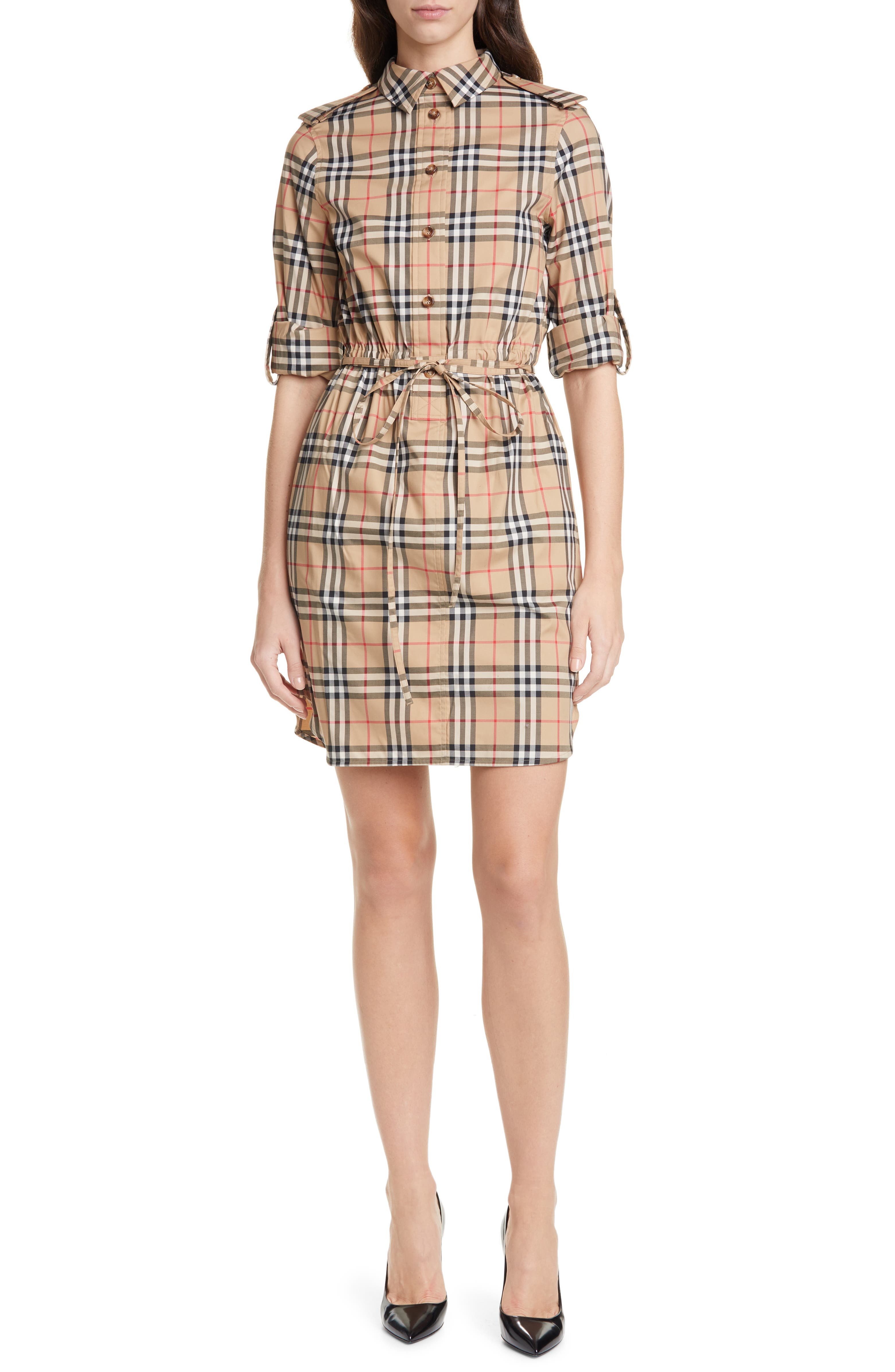 Burberry Vintage Check Stretch Cotton Long Sleeve Shirtdress | Nordstrom