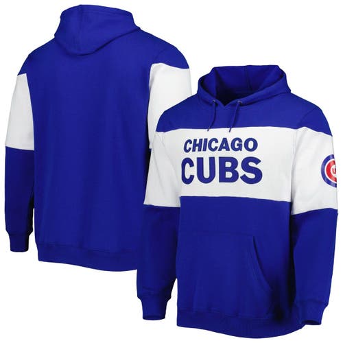 Men's Stitches Royal/White Chicago Cubs Stripe Pullover Hoodie