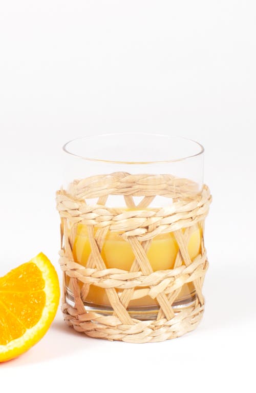 8 Oak Lane Rattan Set Of Four Old Fashioned Glasses In Clear/rattan