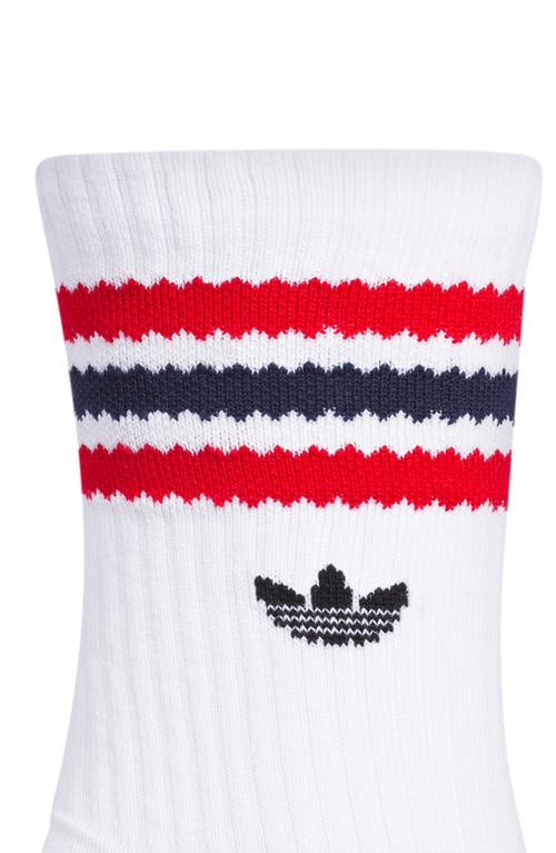 Shop Adidas Originals Roller 3-pack 3.0 Crew Socks In White/scarlet/green