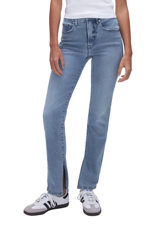 GOOD AMERICAN GOOD AMERICAN GOOD BOY SPLIT HEM HIGH WAIST STRAIGHT LEG JEANS