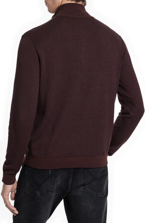 Shop John Varvatos Grand Birdseye Half-zip Cotton & Cashmere Pullover In Oxblood