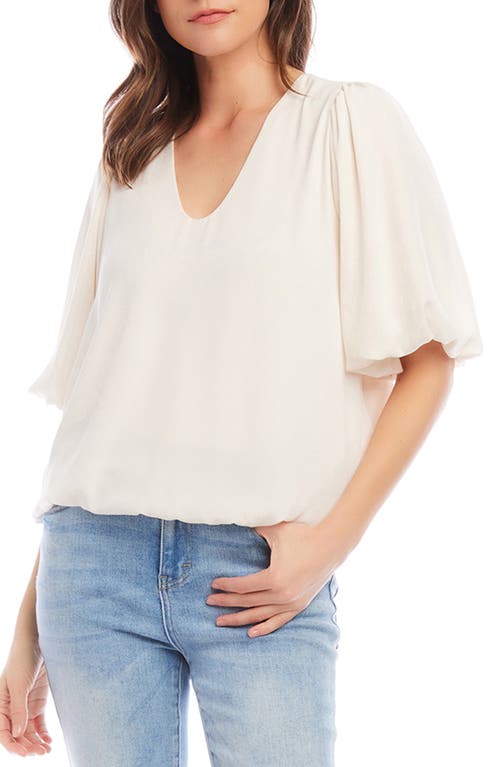Puff Sleeve Crepe Top in Ivory