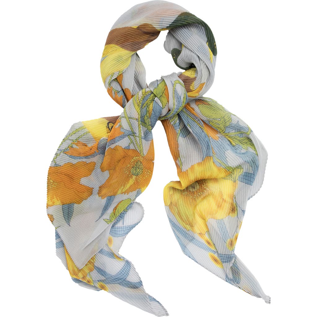 Saachi Springtime Pleated Floral Scarf In Yellow